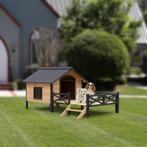 Outdoor Wooden Dog Kennel | Large Cabin With Porch | DaisyFind - DaisyFind