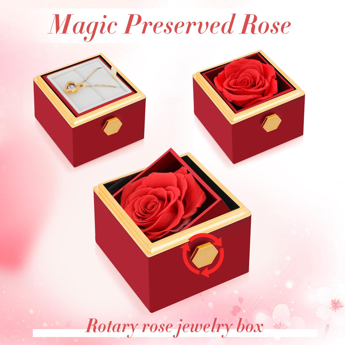 Rotation Rose Jewelry Gift Box Ring Display | Eternal Rose Proposal Ring Box