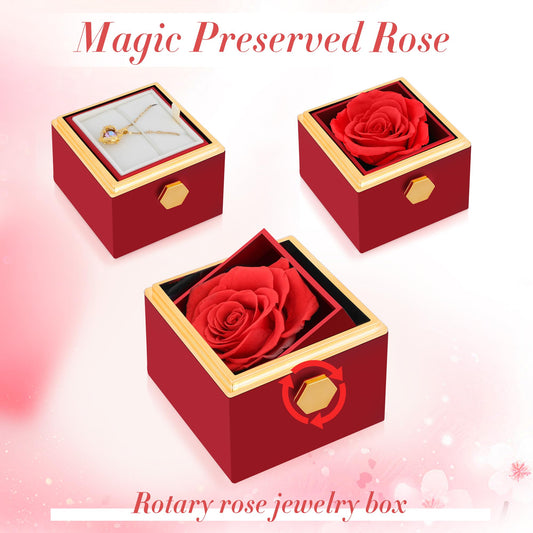 Rotation Rose Jewelry Gift Box Ring Display | Eternal Rose Proposal Ring Box