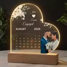 Personalized Heart Calendar with LED Light | Custom Photo Anniversary Gift