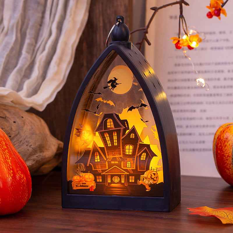 Glowing Pumpkin Skeleton Castle Wind Lamp Desktop Ornament