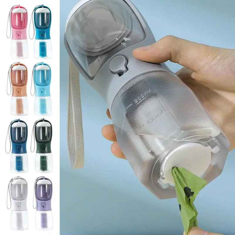 Ultimate Portable Multi-Functional Pet Bottle: Hydration, Food, and Waste Solution