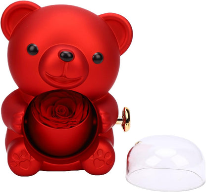 Adorable Cute Bear Rose Flower Necklace – Perfect Gift in a Charming Box