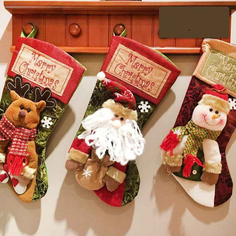 Christmas Stocking Socks Snowman Santa Xmas Tree Ornaments