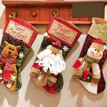 Christmas Stocking Socks Snowman Santa Xmas Tree Ornaments