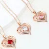 Copper Zircon Pendant Necklaces With Cute Bear Rose Flower Gift Box