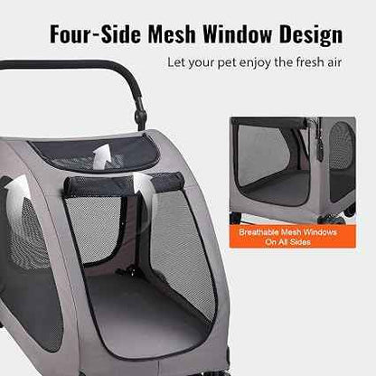 Pet Stroller 4-Wheels Dog Stroller Carrier 160lbs Weight Capacity