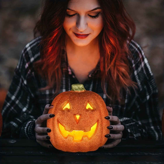Orange Pumpkin Lantern LED Battery-powered Halloween Decoration
