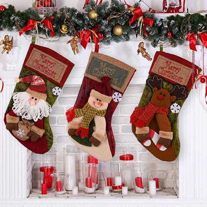Christmas Stocking Socks Snowman Santa Xmas Tree Ornaments