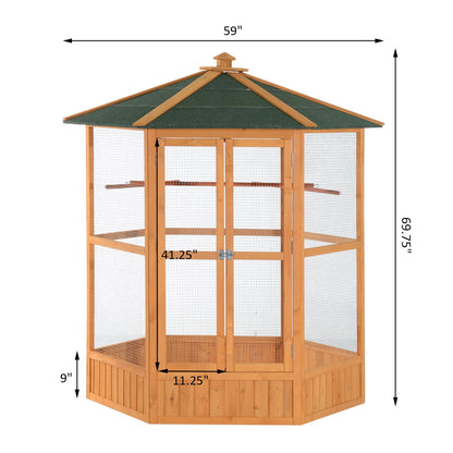 Outdoor Aviary Flight Bird Cage With Covered Roof