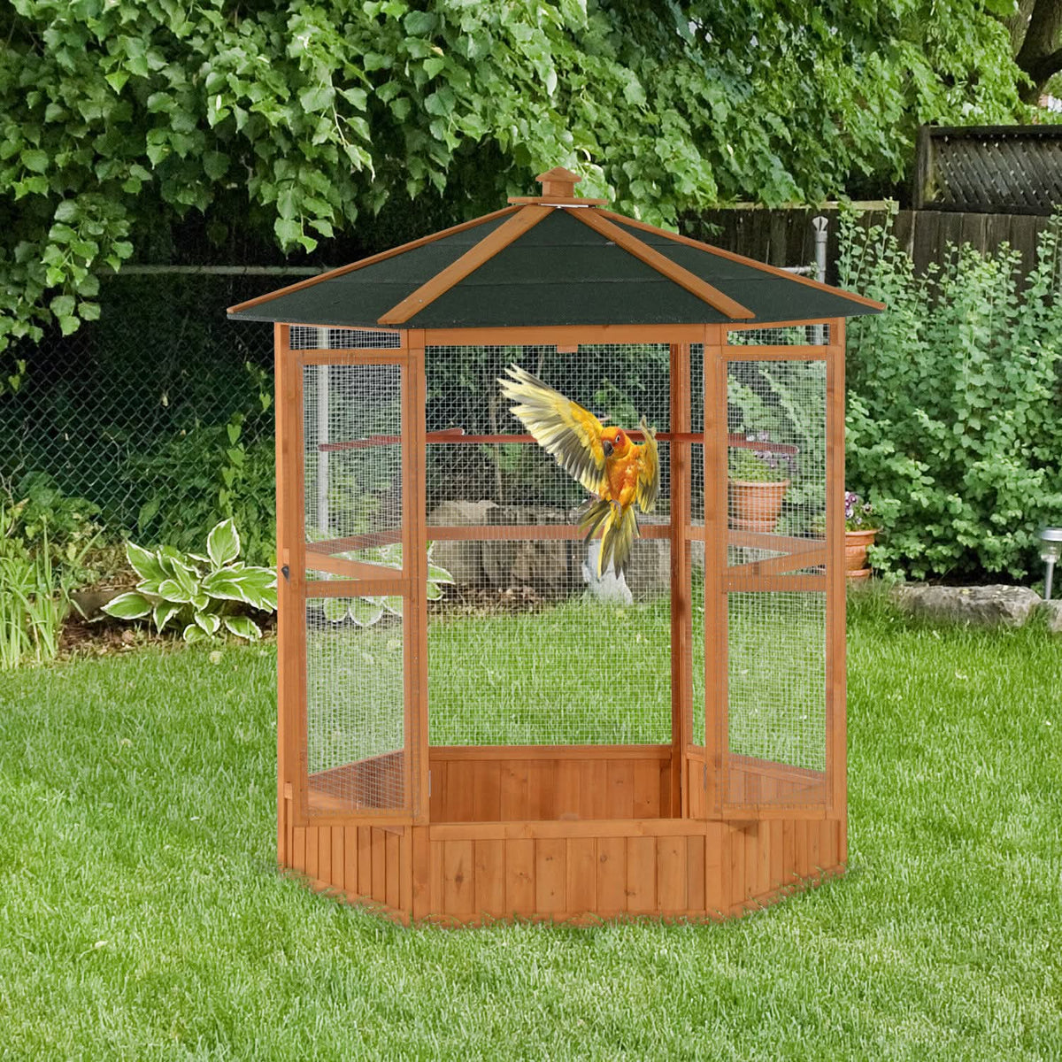 Outdoor Aviary Flight Bird Cage With Covered Roof