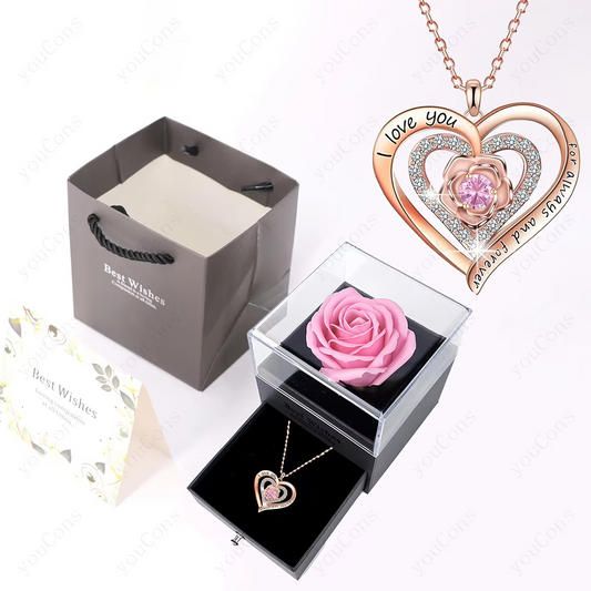 Pendant Necklaces With Rose Gift Box For Women