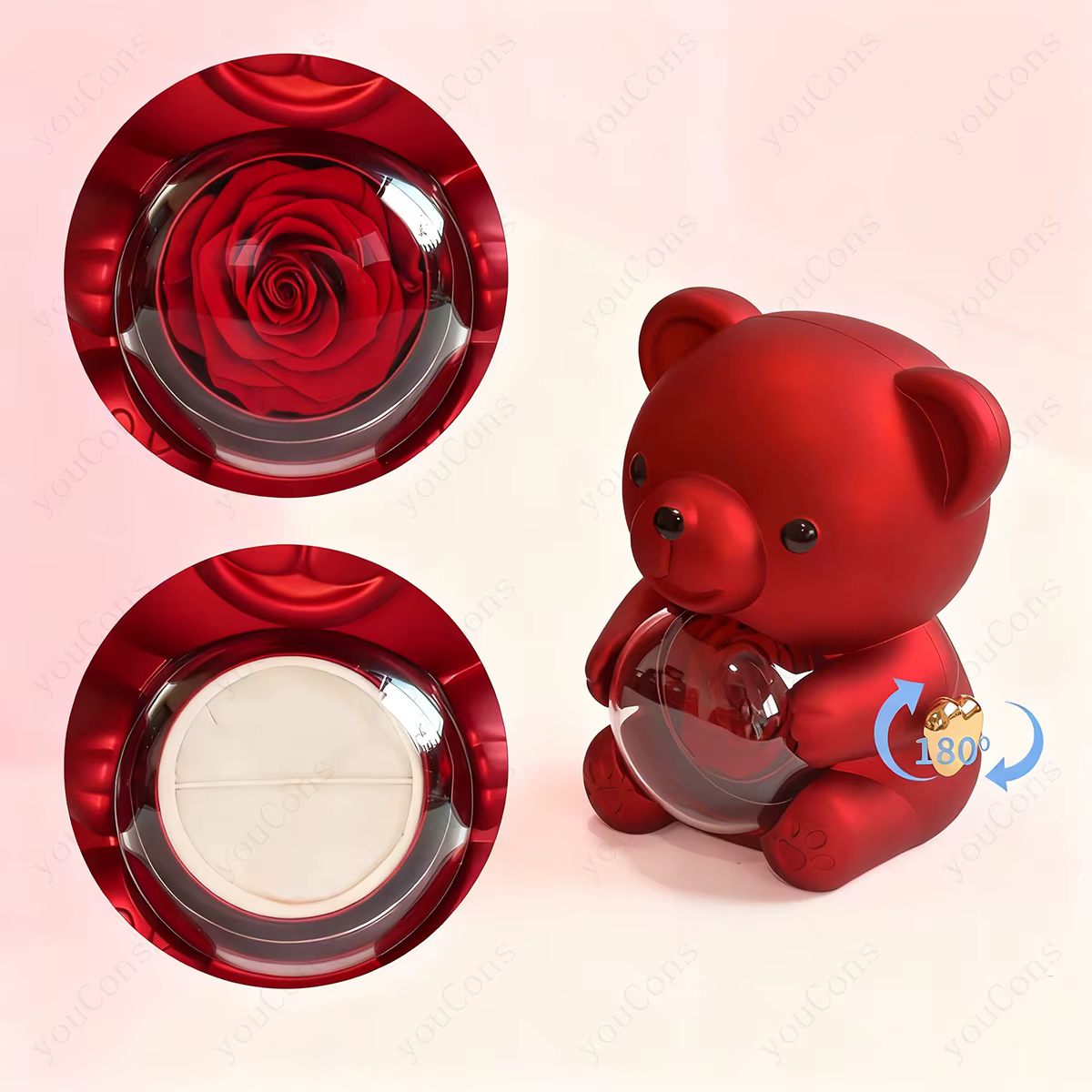 Pendant Necklaces With Cute Bear Rose Flower Gift Box