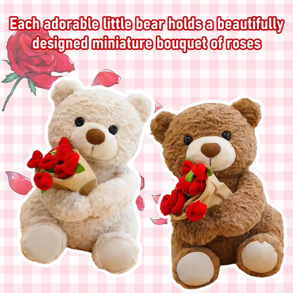 Teddy Bear with Roses Plush Toy Soft Bear