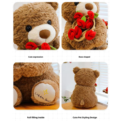 Teddy Bear with Roses Plush Toy Soft Bear