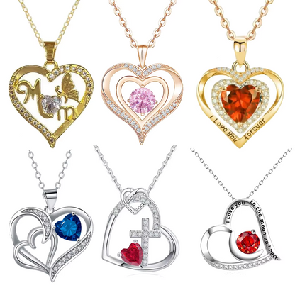 Copper Zircon Pendant Necklaces With Cute Bear Rose Flower Gift Box