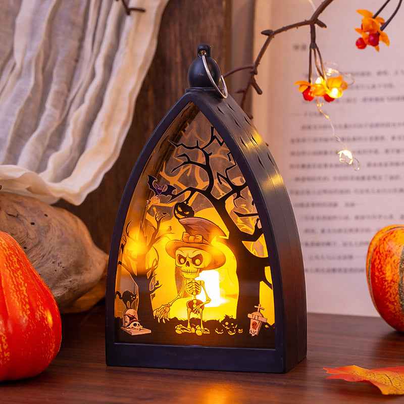 Glowing Pumpkin Skeleton Castle Wind Lamp Desktop Ornament