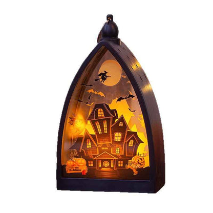 Glowing Pumpkin Skeleton Castle Wind Lamp Desktop Ornament